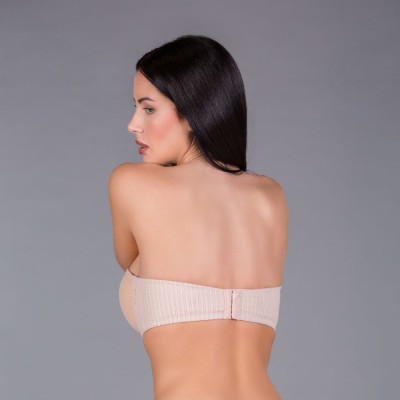 Sujetador sin tirantes preformado control encaje allover con aros y con foam.