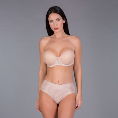 Sujetador sin tirantes preformado control encaje allover con aros y con foam.